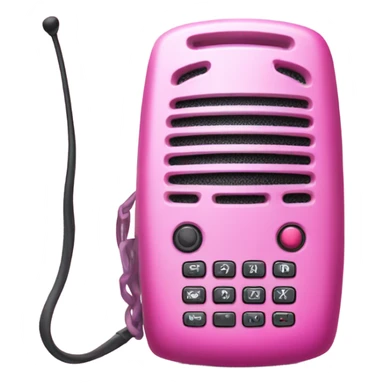 pink walkie talkie with pink keyboard and pink antenna sticker