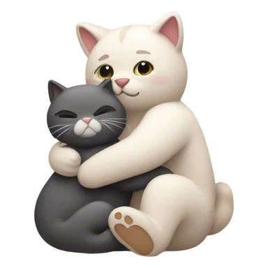 cat hugs a little bear sticker