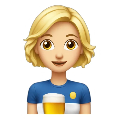Fille blonde yeux bleus tenant de la bière sticker