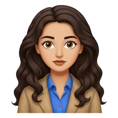 Long dark wavy hair, Defined brows & soft makeup, Turkish language educator vibe sticker