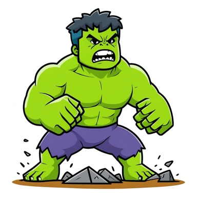 angry Hulk smashing ground sticker