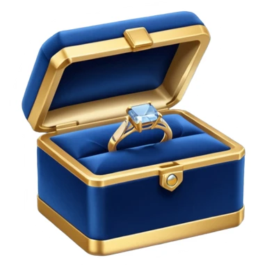 dark blue box with an engagement ring sticker