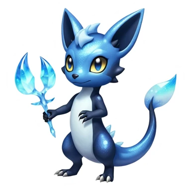 Shiny icy iridescent Nebulae Salandit-Meowstic-Umbreon-Fakémon-hybrid-creature (full body)  sticker