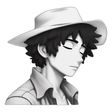 One Cowboy bebop white skin black hair want sleep sticker