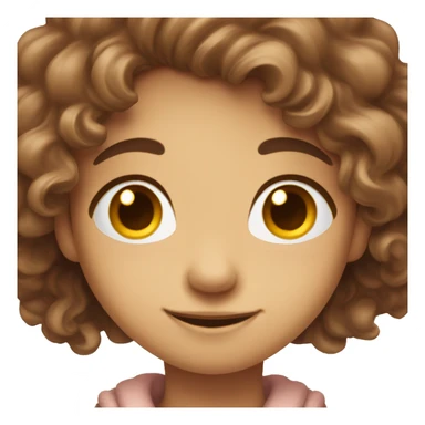 Shy Smile – A blushing, slightly tilted smile with closed eyes, giving a shy but heartwarming vibe, with long brown wavy hair and brown eyes  sticker