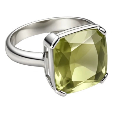 A ring with a pale olive square stone sticker