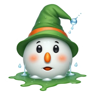 melting snowman with green hat sticker