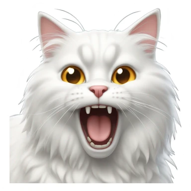 white long hair cat screaming  sticker