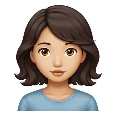 Asian girl with dark brown medium long wavy hair sticker