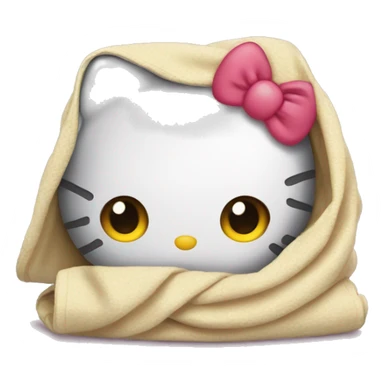 Hello kitty covered with a blanket and her head out sticker