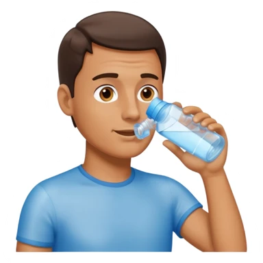 man drinking water from a bottle sticker