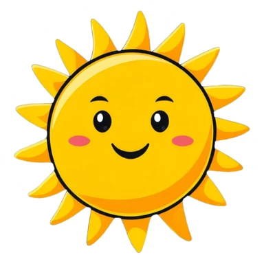 A sun with a cheerful expression, in the style of a cartoonish sticker sticker