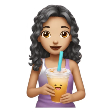 girl drinking a bubble tea sticker