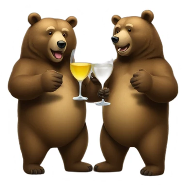 two bears drinking white wine standing sticker