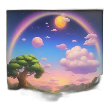 dreamland picture painting holographic in frame  sticker