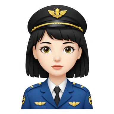 pale skin, a girl who have black hair with mullet haircut and wearing uniform. long lashes sticker
