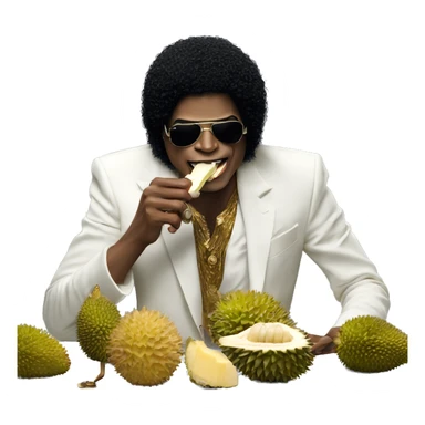 Micheal Jackson eating durian while making a song sticker