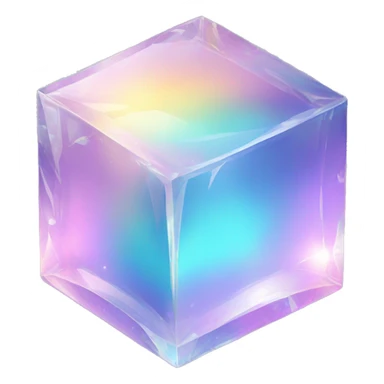 Sparkly glossy Pastel iridescent glass crystal cube sticker