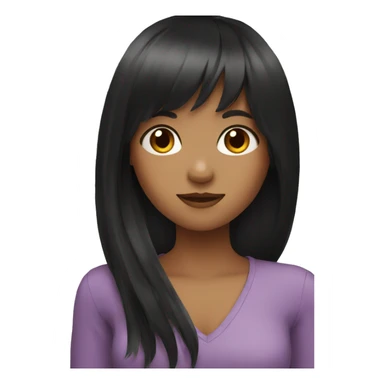 a girl with black long hair and bangs  sticker