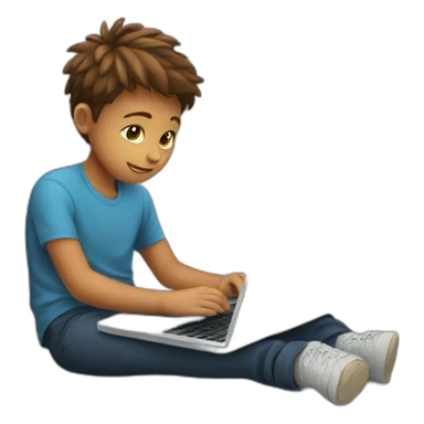 young boy study on laptop sticker
