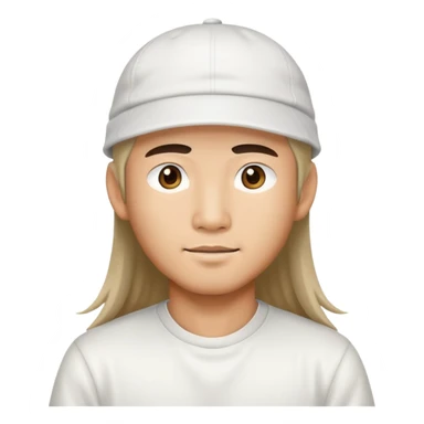 Long hair Asian guy with a white cap  sticker