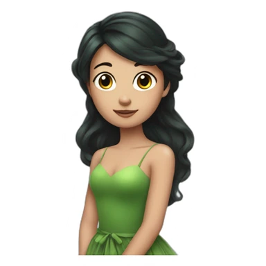 Instagram fairy with dark hair and green dress sticker
