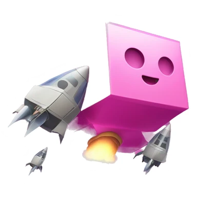 Pink cubes and rocket combine

 It's flying sticker