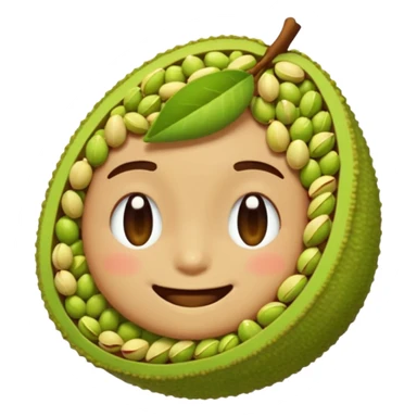 can you make a cuite pistachio emojii that is pixalited and wear th echaracter laught/ smile to the point where it closes it eyes  sticker
