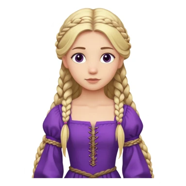 girl with very long braided blond hair wearing medieval style purple dress  sticker