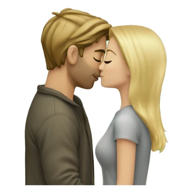 romantic outdoor couple kiss,, he has BROWN hair, she has blonde Hair sticker