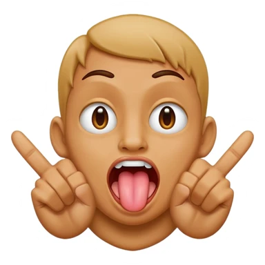 person with tongue out with palm facing them and middle fingers being held down by thumb and tongue coming through it sticker