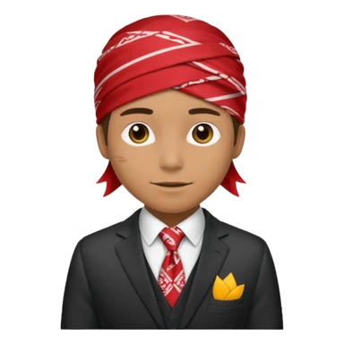 Character wearing a bandana and a suit sticker