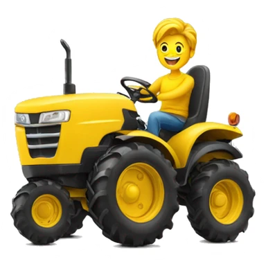 a happy person driving powerful yellow tractor sticker