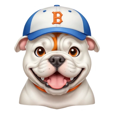 Only white BULLDOG, with orange and blue baseball hat, H sticker