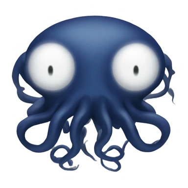 Obscured in darkness, a pair of large, glowing white eyes, and six tentacles, tinted a dark royal blue. sticker