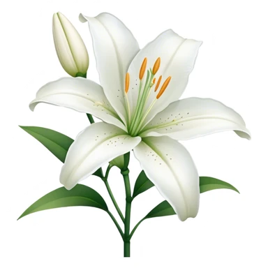 single White Lily, straight stem sticker