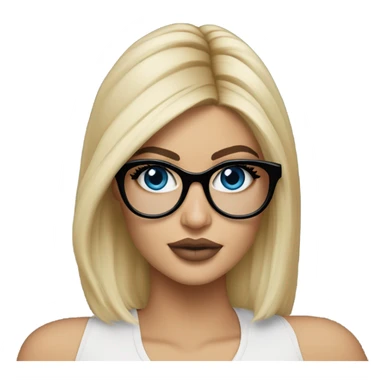 Hyper real blonde kylie jenner with blue eyes and glasses  sticker