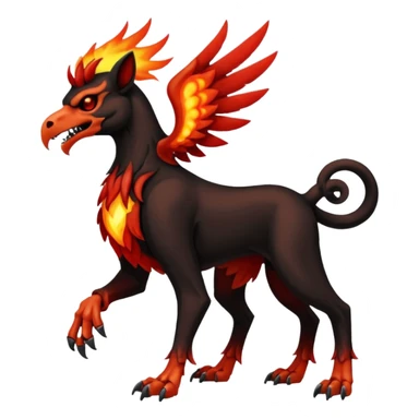 Volcanic Blazing Fiery Evil Skeletal Beaky Feathery Hot Cool Houndoom-Gryphon-fusion (full body) sticker