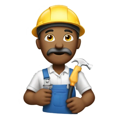Handyman emjo with hand infront of his mouth thinkin sticker