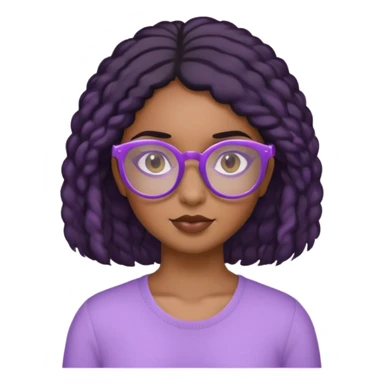 A brown girl with coily black hair with lavender glasses  sticker