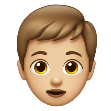 Baby with brown hair and a dummy in a mouth sticker