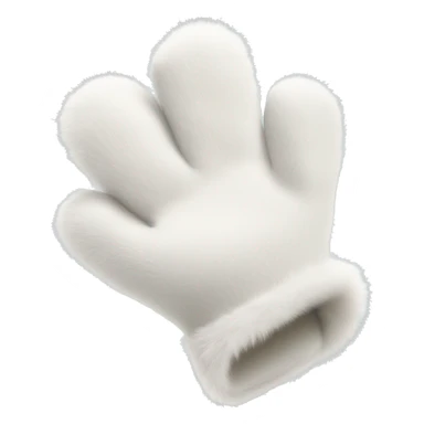 White gloves with fur sticker