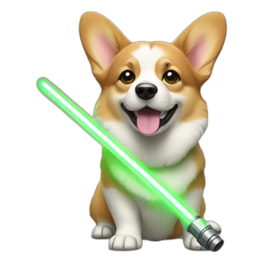 Corgi with light saber green sticker