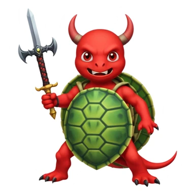 A devil in a turtle carapace add devil sword sticker