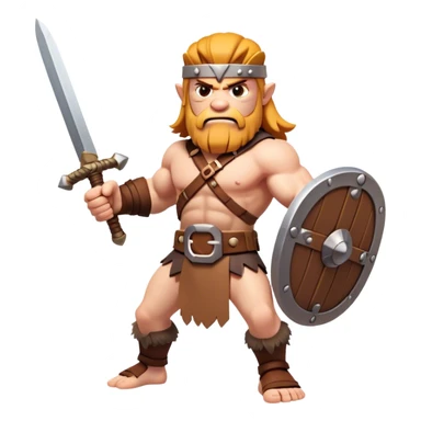 CLASH OF CLANS style blonde barbarian ready for war preparing to swing sword at camer sticker