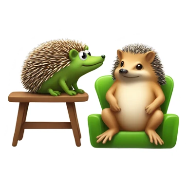 Hedgehog and frog on a chair sticker