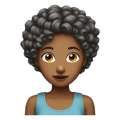 girl with curly small hair with a little bit of re sticker