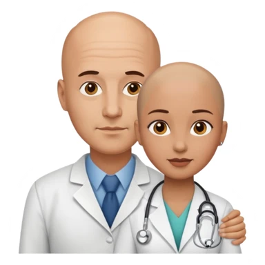 bald doctor and pretty brown patient  sticker