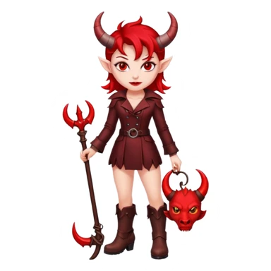 I need a female devil wearing leather boots emoji sticker