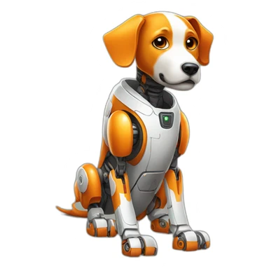 broken orange robot dog legless sticker